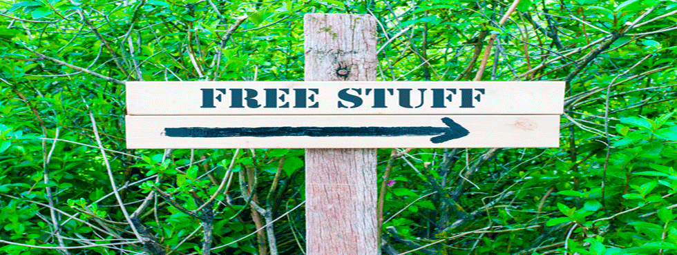 40419115_ml-copy Wooden sign on pole - with words 'Free Stuff' on it